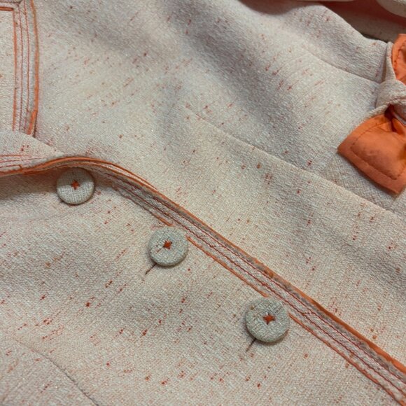 Vintage Albert Nipon Boutique Peach Silk Lined Bow Blazer Jacket - Picture 3 of 11